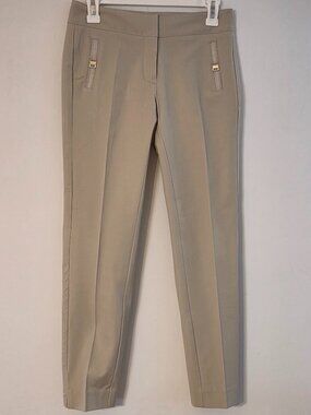 Cache Beige Straight Leg Pants with Pocket Design